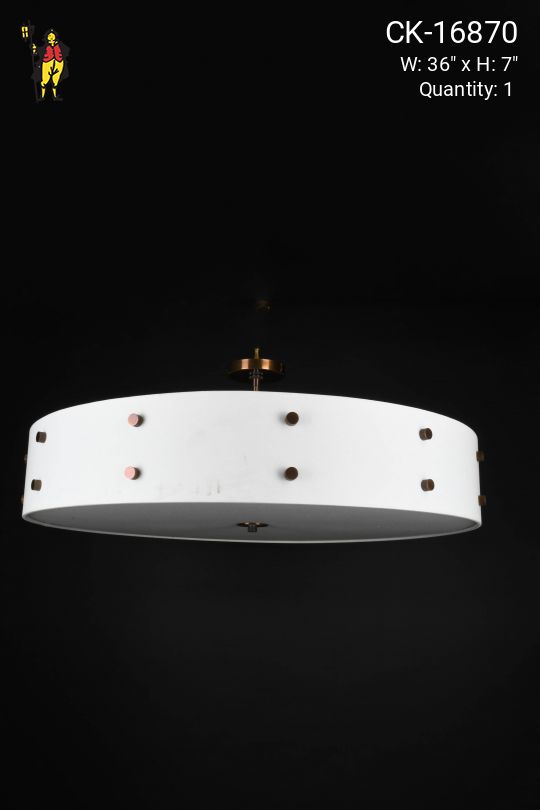 36" "Studded" Fabric Drum Shade Semi Flush Mount Fixture