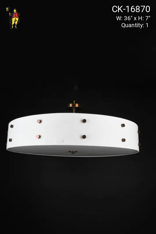 36" "Studded" Fabric Drum Shade Semi Flush Mount Fixture