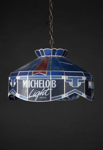 Blue "Michelob" Beer Hanging Plastic Shade (Missing Piece on Top Portion)