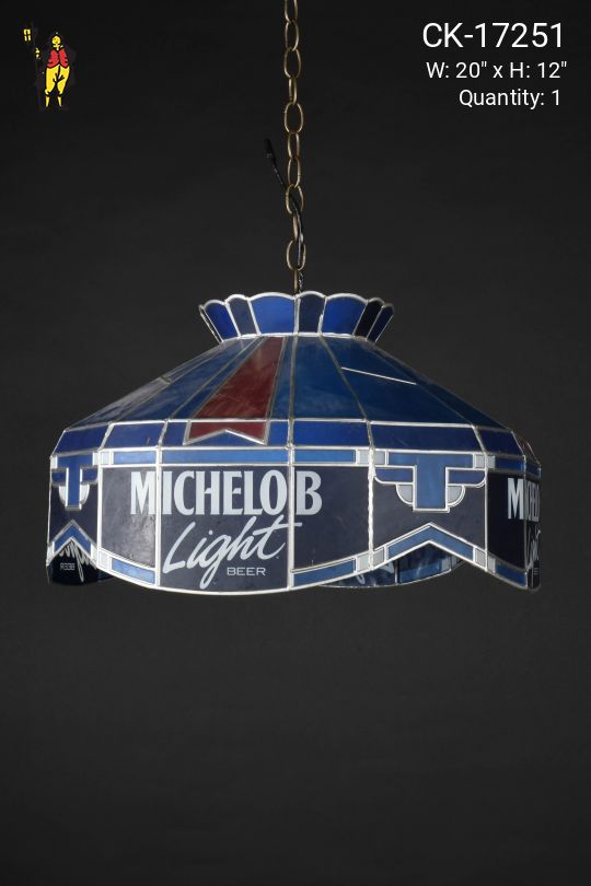 Blue "Michelob" Beer Hanging Plastic Shade (Missing Piece on Top Portion)