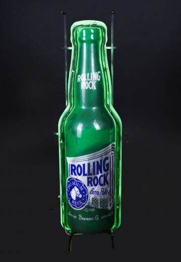 Green "Rolling Rock" Beer Neon Sign