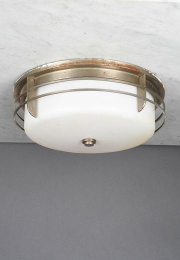 Metal Ring Glass Shaded Flush Mount Fixture