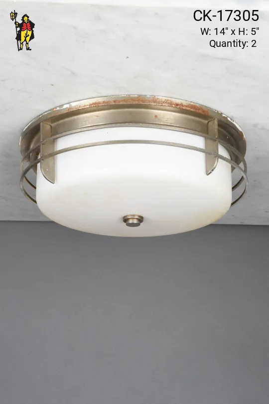 Metal Ring Glass Shaded Flush Mount Fixture