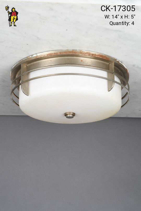 Metal Ring Glass Shaded Flush Mount Fixture