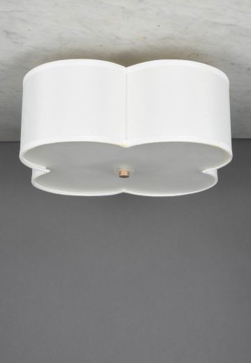 Clover Shaped Fabric & Glass Shaded Flush Mount Fixture