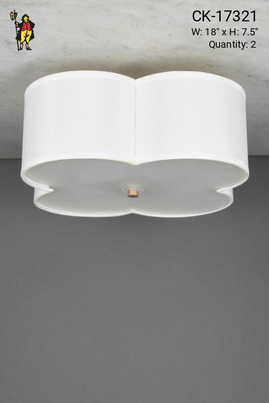 Clover Shaped Fabric & Glass Shaded Flush Mount Fixture