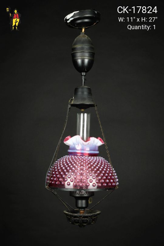 Pink Shaded Victorian Hanging Pull-Down Pendant