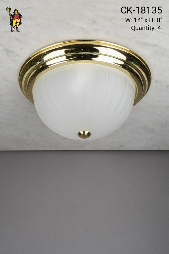Polished Brass & Glass Flush Mount