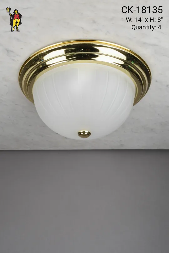 Polished Brass & Glass Flush Mount