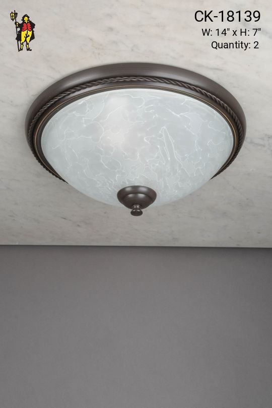 Bronze & Glass Flush Mount