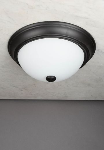 Simple Bronze & Frosted Glass Flush Mount