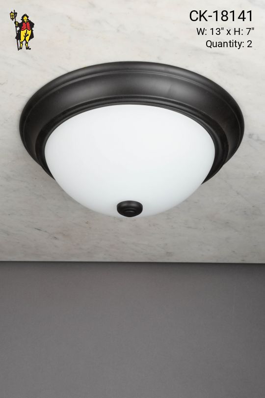 Simple Bronze & Frosted Glass Flush Mount