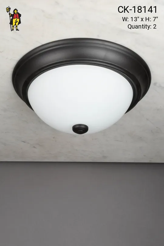 Simple Bronze & Frosted Glass Flush Mount