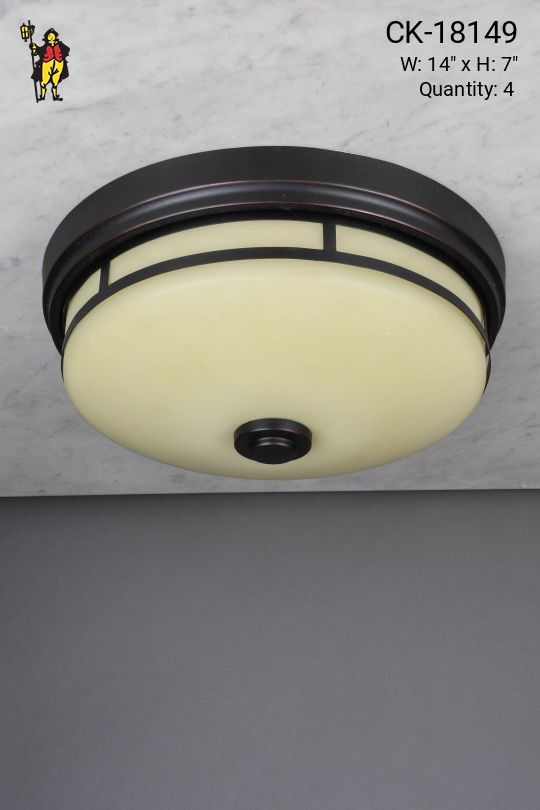 Bronze & Glass Flush Mount
