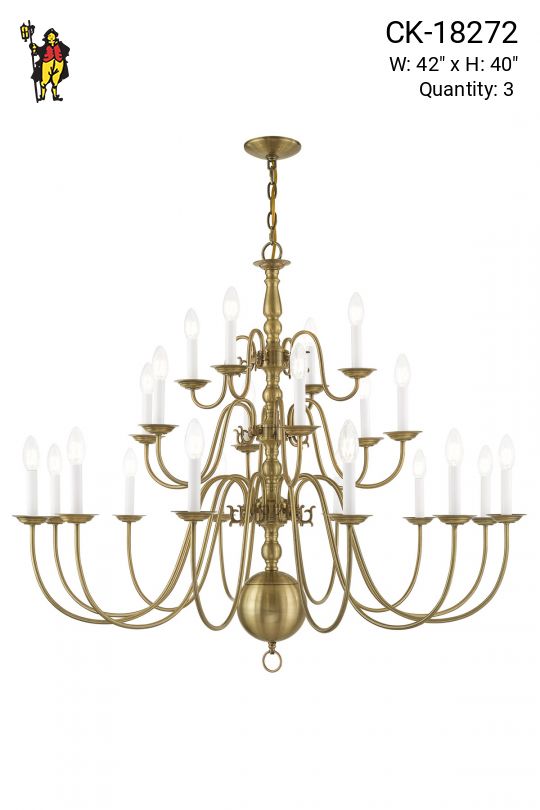 Twenty Two Light Brass Georgian Chandelier