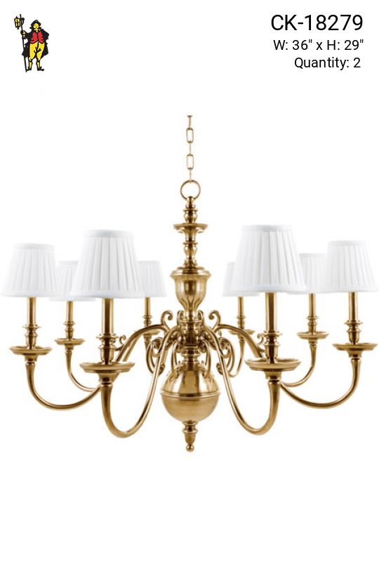Eight Light Brass Georgian Chandelier