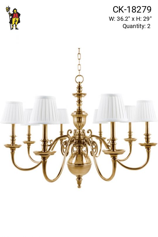 Eight Light Brass Georgian Chandelier