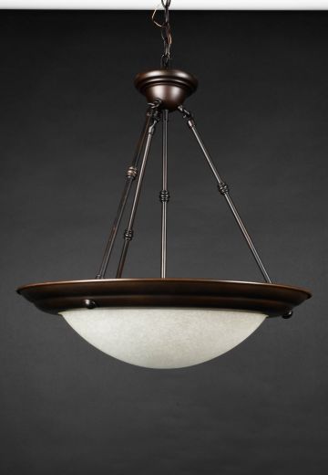 Bronze & Frosted Glass Hanging Bowl Pendant