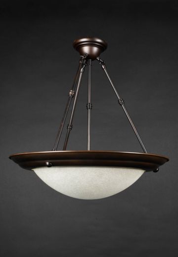 Bronze & Frosted Glass Hanging Bowl Pendant