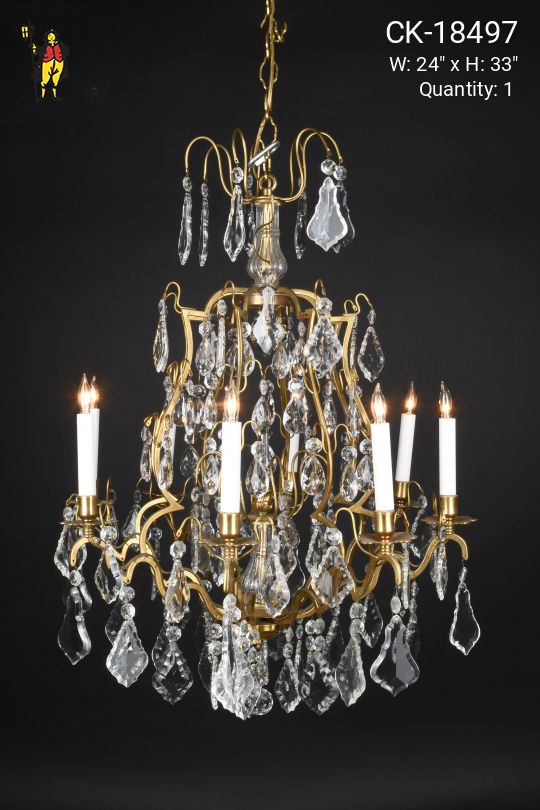 Brass & Crystal Eight Candle Chandelier