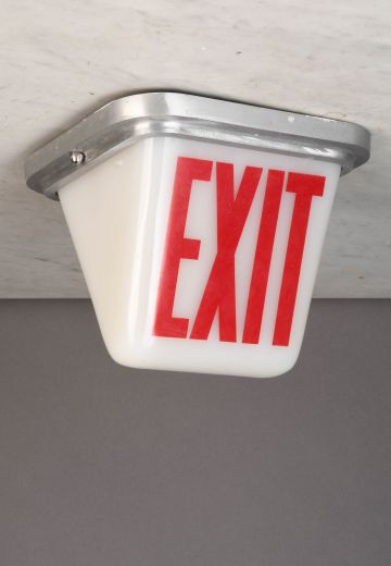 Frosted Glass Triangular Flush Mount Exit Sign