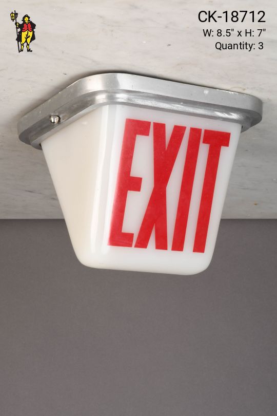 Frosted Glass Triangular Flush Mount Exit Sign