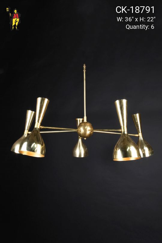 Polished Brass Ten Up-Down Mid Century Modern Chandelier