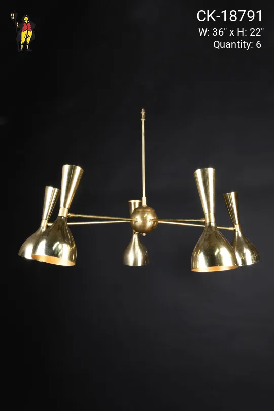 Polished Brass Ten Up-Down Mid Century Modern Chandelier