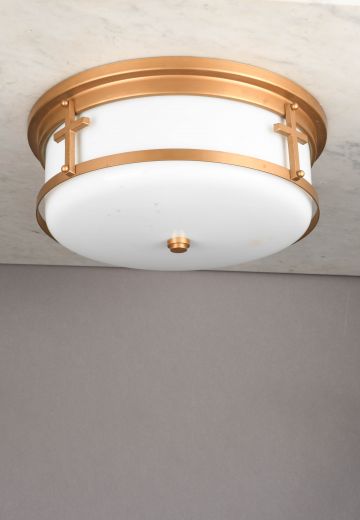Antique Brass Church Flush Mount Fixture