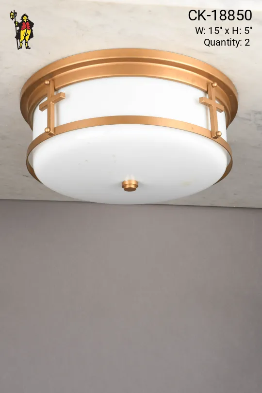 Antique Brass Church Flush Mount Fixture