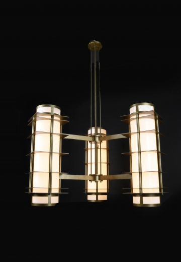 Brass & Glass Art Deco Chandelier (M)