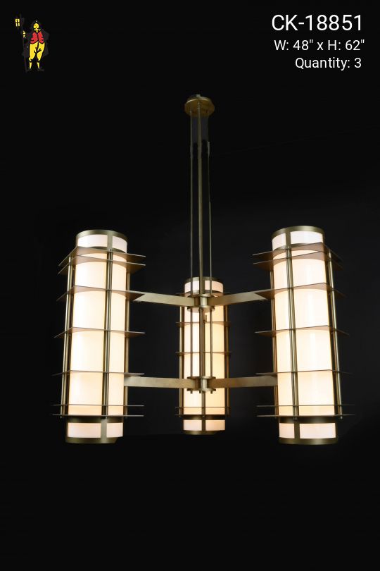 Brass & Glass Art Deco Chandelier (M)