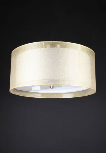 Gold Fabric Shaded Semi Flush Fixture