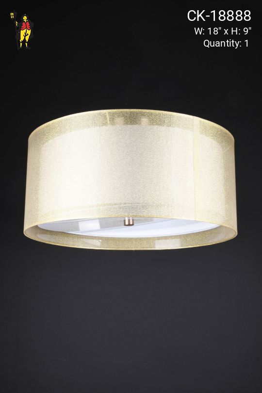 Gold Fabric Shaded Semi Flush Fixture