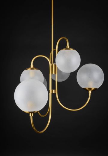 Brass Six Light Modern Chandelier