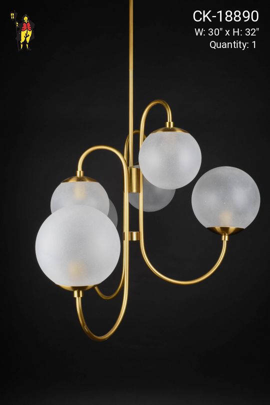 Brass Six Light Modern Chandelier