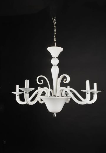 White Six Light Traditional Chandelier