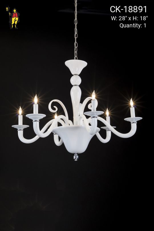 Curved Arm White Glass Chandelier