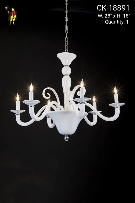 Curved Arm White Glass Chandelier