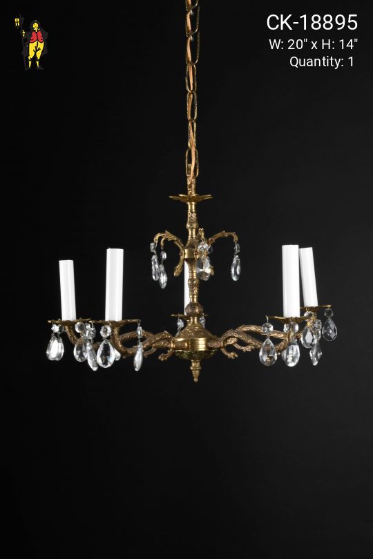 Antique Brass Petite Five Light Chandelier