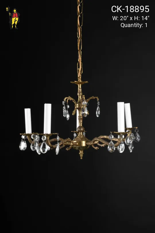 Antique Brass Petite Five Light Chandelier