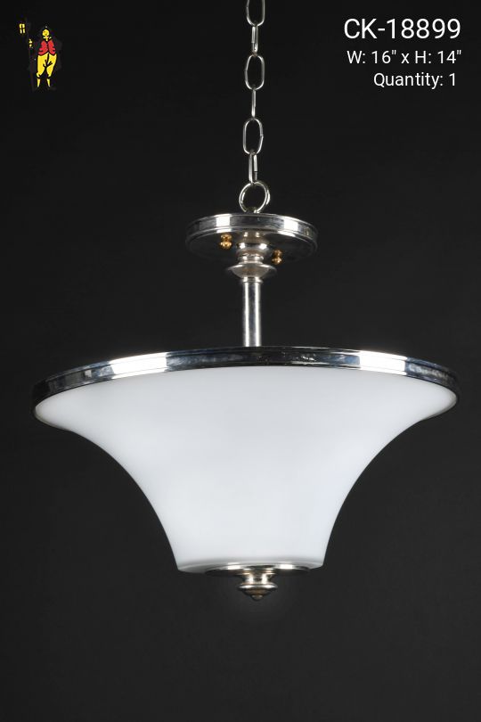 Nickel & Glass Semi Flush Hanging Fixture