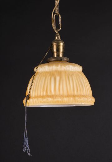 Amber Glass Hanging Pendant w/Pull Chain