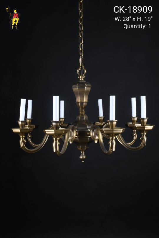 Antique Brass Eight Light Chandelier