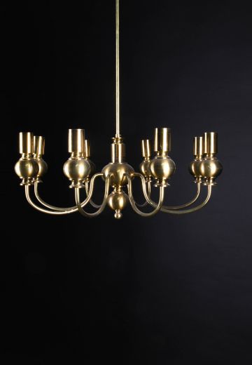 Polished Brass Eight Light Chandelier