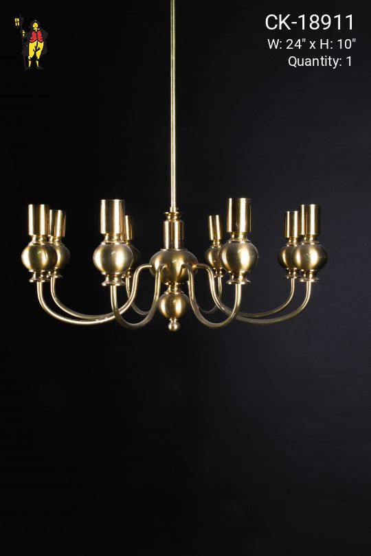 Polished Brass Eight Light Chandelier