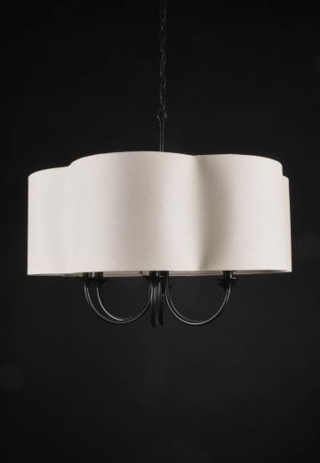 Scallop Fabric Shaded Six Light Chandelier