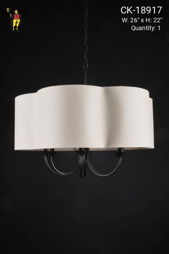 Scallop Fabric Shaded Six Light Chandelier