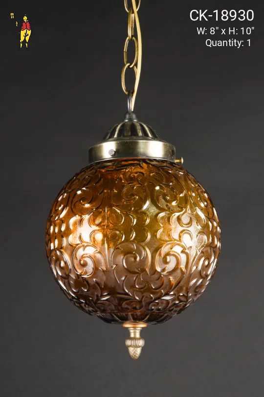8" Amber Glass Hanging Globe