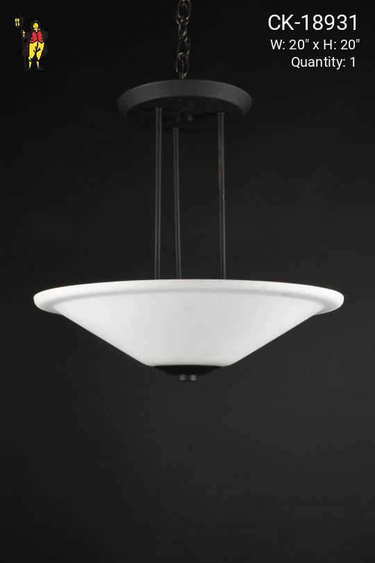 White Glass Semi Flush Bowl Fixture